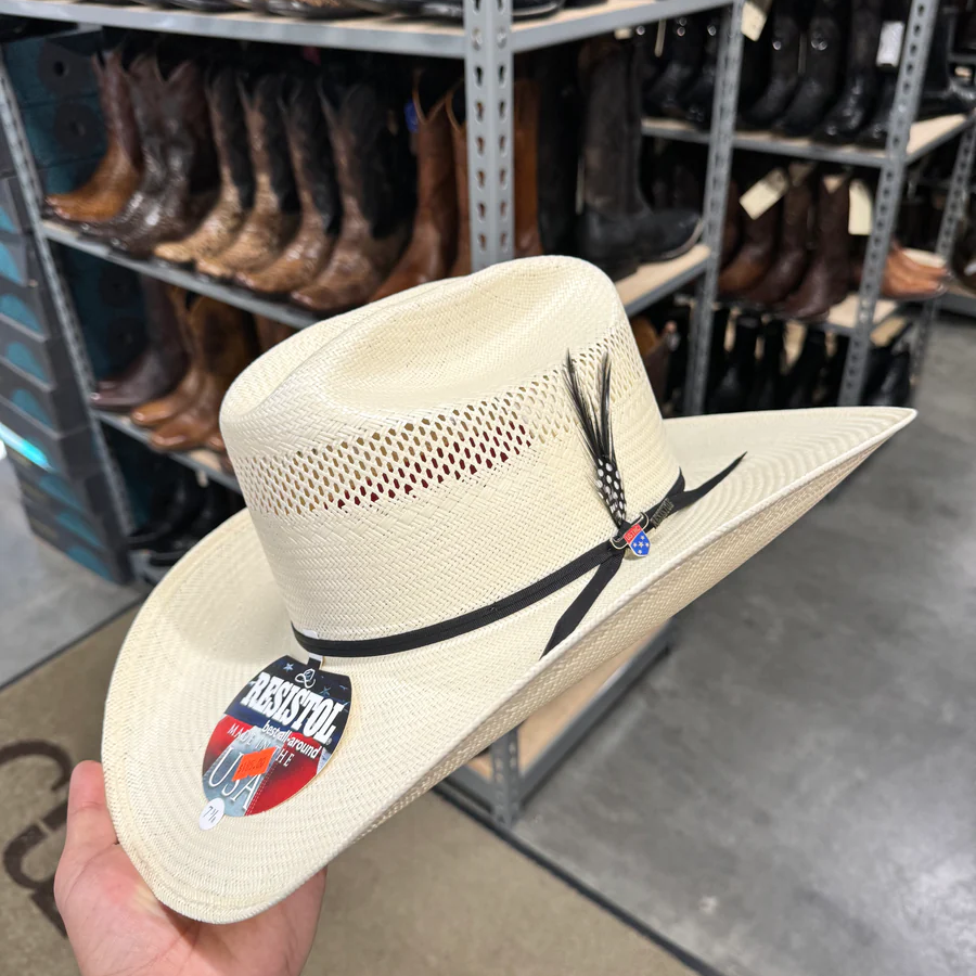 RES George Straight 10x Colt Cowboy Straw Hat With Feather