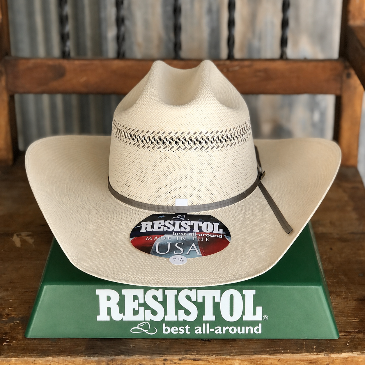 Resistol Men's 20X Wildfire Straw Hat. Natural Tan-Grey Band