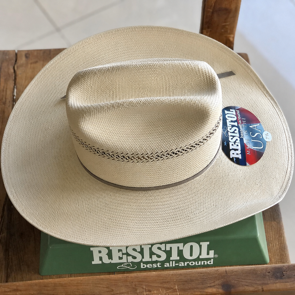 Resistol Men's 20X Wildfire Straw Hat. Natural Tan-Grey Band