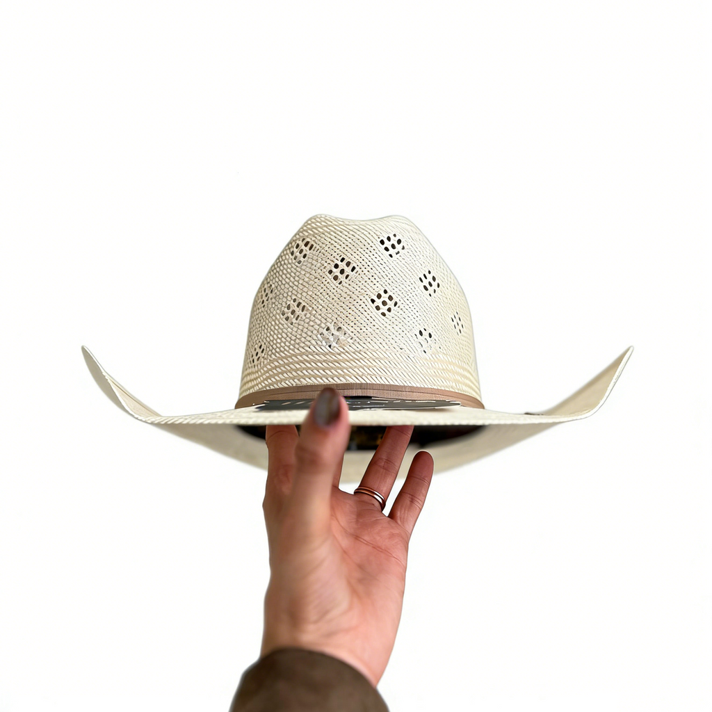 Beige Ribbon Straw Hat