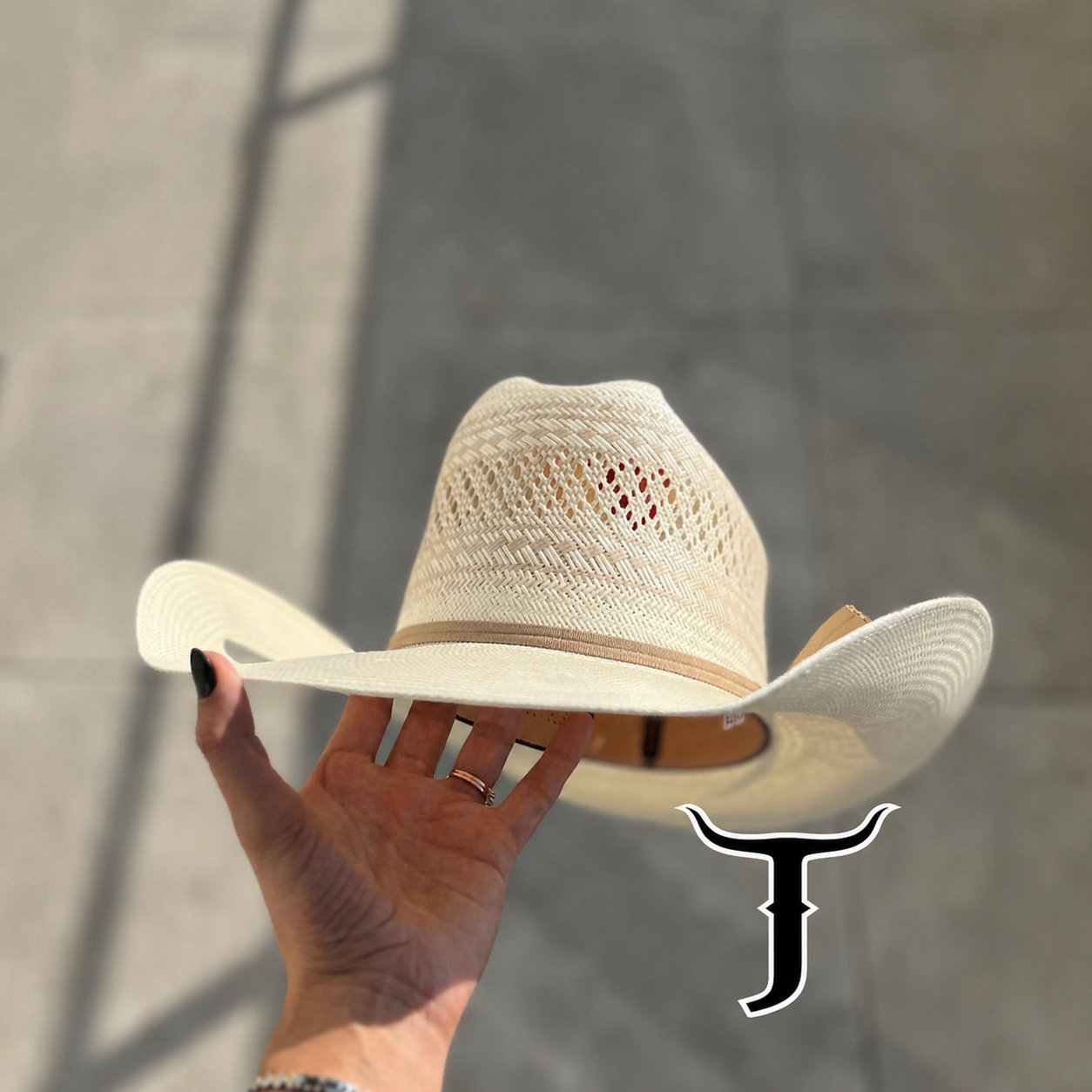 Beige Roper Hat With Randa Trim